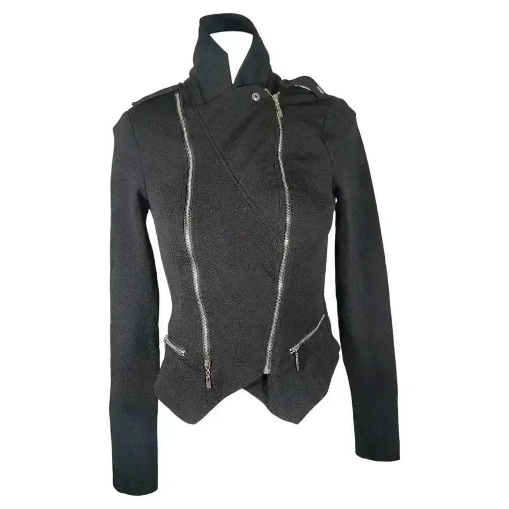 Alt. B Black Knit Moto Biker Motorcycle Jacket Size Small Grunge - Picture 5 of 14
